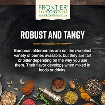 Frontier Co-op Dried Elderberries, 8oz Bag, European Whole, Kosher, Non-GMO | Elderberry Dried Fruit for Immune Support, Powder, Tea, Syrup, Gummies : Grocery & Gourmet Food