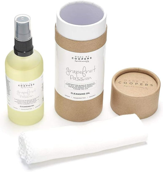 Made By Coopers Grapefruit Facial Cleanser Wash With Muslin Cloth, Make Up Remover, Clean Pores With Face Cleansing Bioactive Plant Oils, Vegan (100Ml)