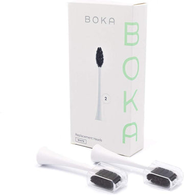 Boka Replacement Toothbrush Heads for Sonic Powered Electric Toothbrush, White (2 Heads)