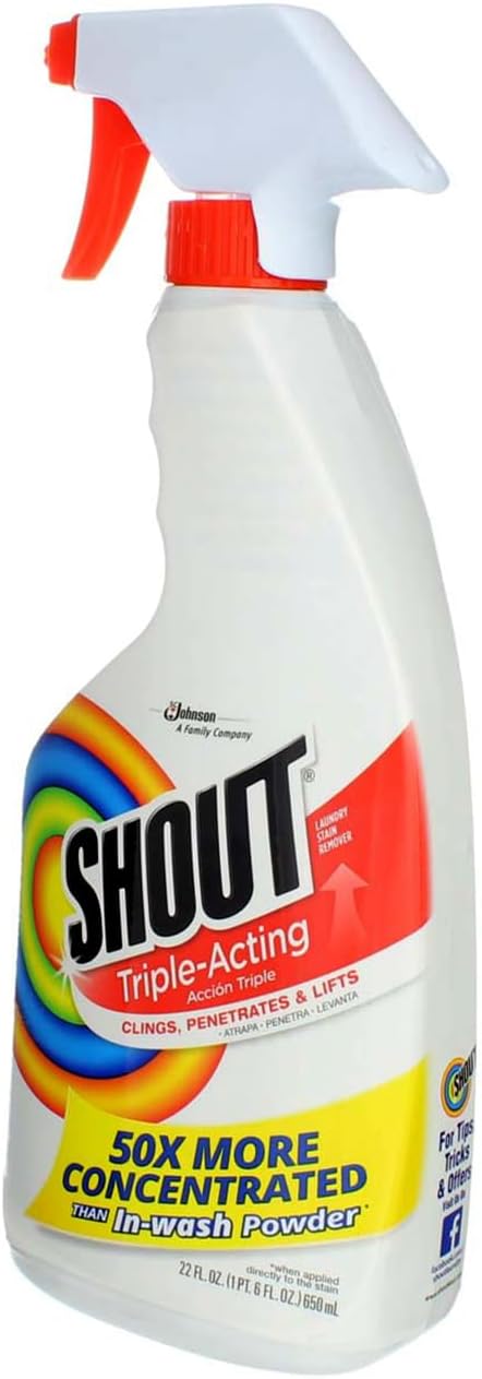 Shout, Laundry Stain Remover,trigger Spray, Triple-acting 22 Oz. (Pack of 2) : Health & Household