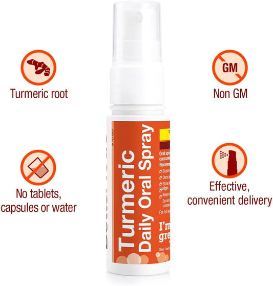 BetterYou Turmeric Oral Spray - Natural Liquid Turmeric Supplement - an Easy, Comfortable Pill Alternative - Natural Orange Flavor - 0.85 oz