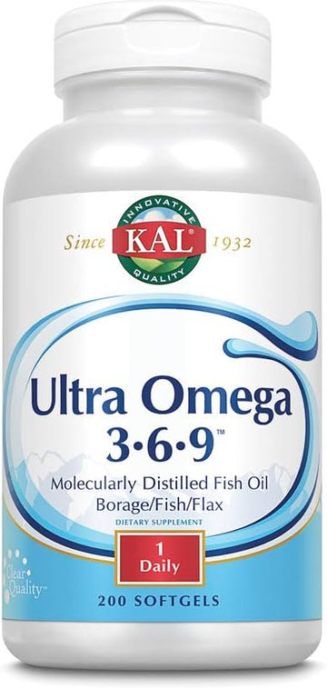 KAL Ultra Omega 3-6-9 1200mg | Fish Oil w/Cold Pressed Flaxseed & Bora