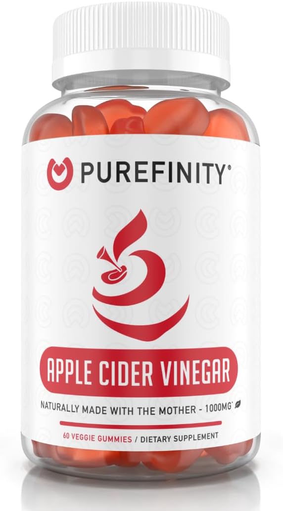 Apple Cider Vinegar Gummies ? Raw, Natural, Unfiltered ACV from The Mother Supporting Detox, Cleanse & Immunity ? Non-GMO, Gluten Free, Vegan ? 60 Gummies