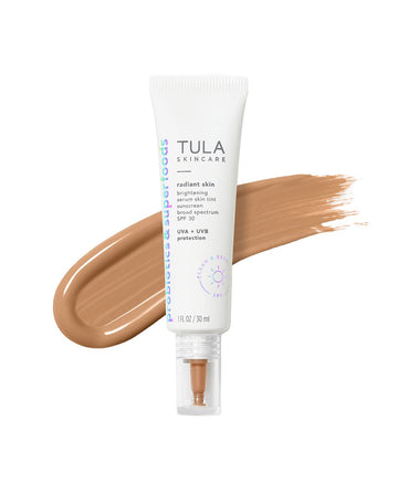 Tula Skin Care Radiant Skin Brightening Serum Skin Tint Spf-Facial Sunscreen Provides Broad Spectrum Spf 30 Protection, Tinted, Serum-Light Formula Brightens And Evens Skin-Shade 16, 1.0 Fl Oz