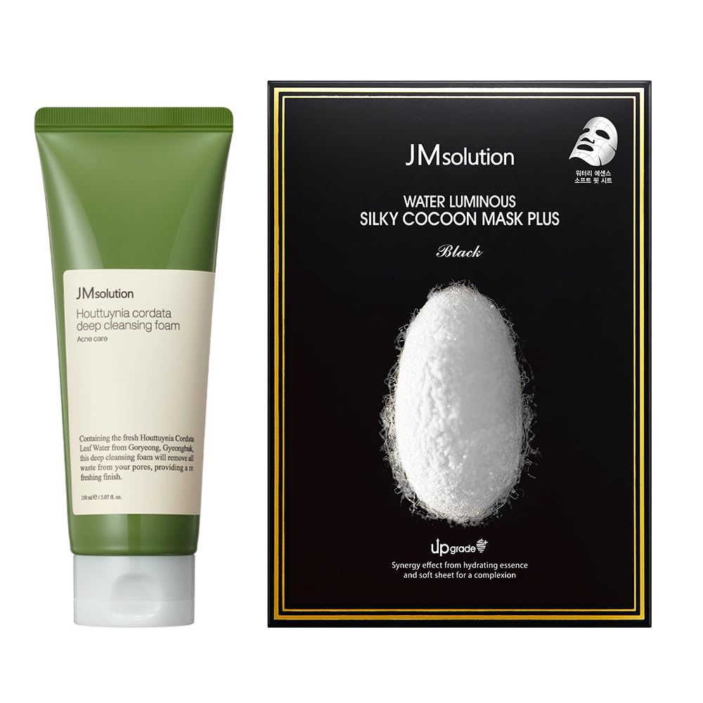 Jmsolution Skin Care Bundle- Heart Leaf Micro Cleansing Foam And Silky Cocoon Facial Mask