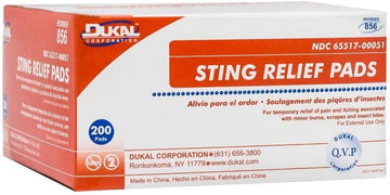 Dukal Sting Relief Pads. Case Of 200 Anesthetic Pads For Burns, Scrapes. 2-Ply Non-Woven Pads In Individual Pouches, Non-Sterile Sting Relief Wipes, 856