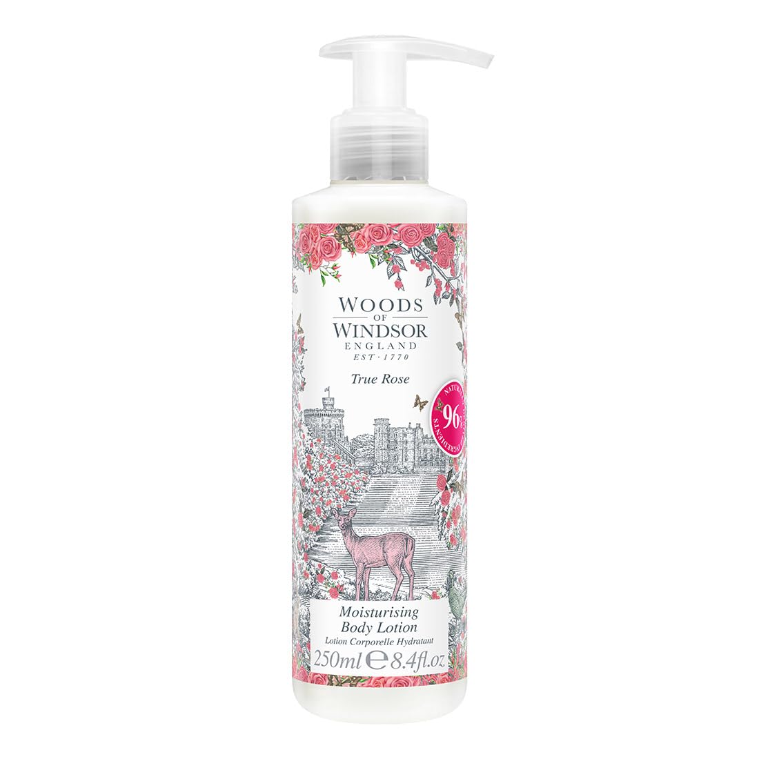 Woods Of Windsor Body Lotion, Floral Body Moisturizer For Women With Notes Of Violet Leaf & Rose Otto, Fast Absorbing Body Cream To Help Soften & Moisturize Skin, True Rose Scent 8.45 Fl Oz