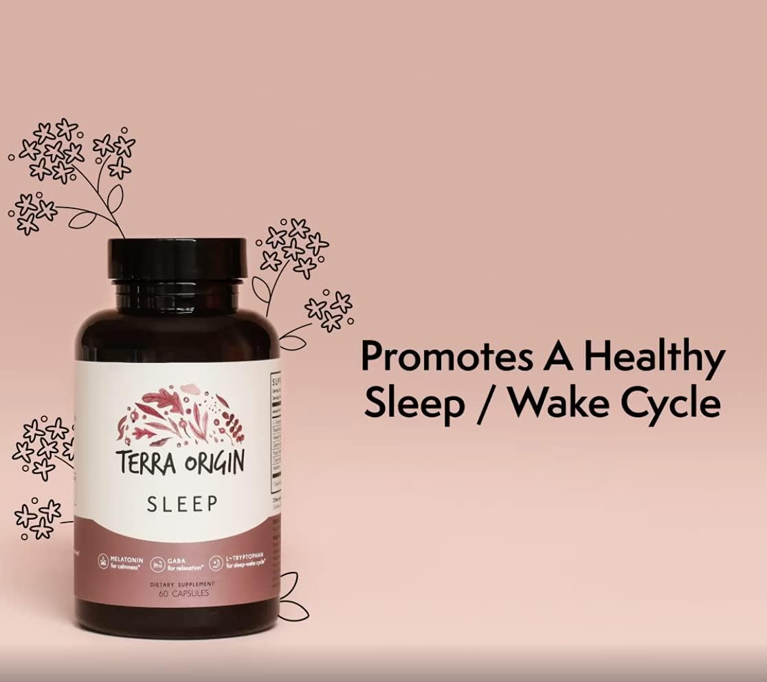 TERRA ORIGIN Sleep Supplement Capsules. Non-GMO, Vegan | 5mg Melatonin, L-Tryptophan, GABA, Chamomile, Valerian, PassionFlower - 180 Capsules (3 Bottles) : Health & Household