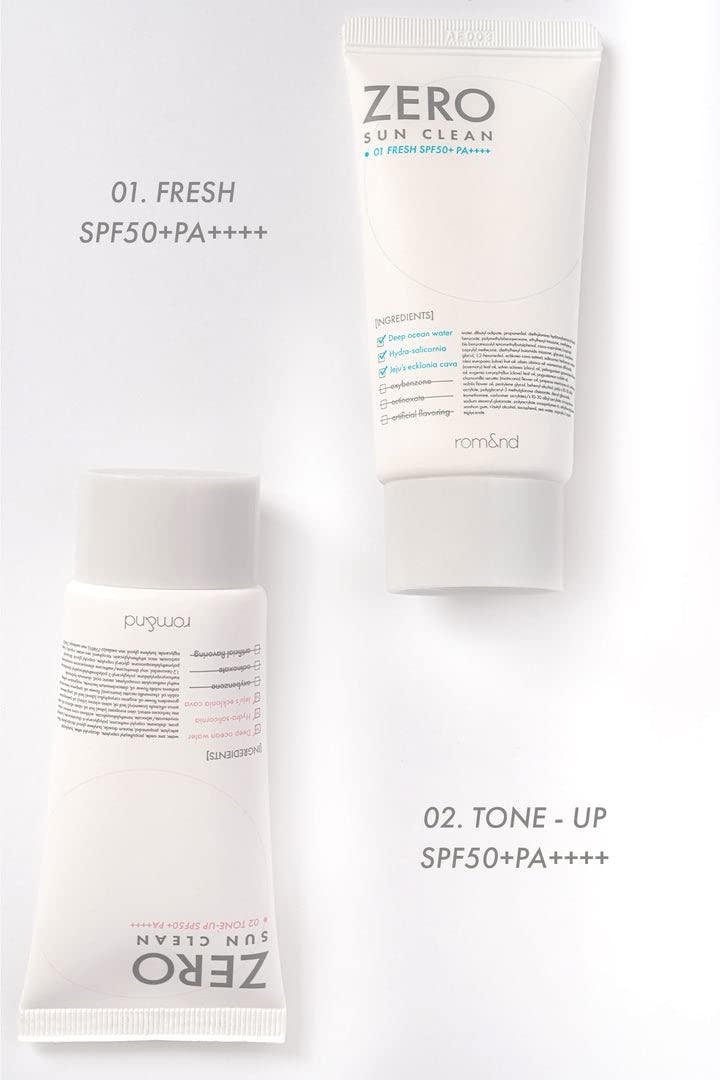 Rom&Nd Zero Sun Clean 01.Fresh Spf50+ Pa++++ 01 Fresh, Daily Sunscreen, Non-Greasy, No White Cast, Watery Texture, Soft Finish, Powerful Uv Protection, Moisturizing, All Skin Types