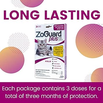 ZoGuard Plus Flea and Tick Prevention for Cats, Over 1.5 lbs (3 Dose) : Pet Supplies