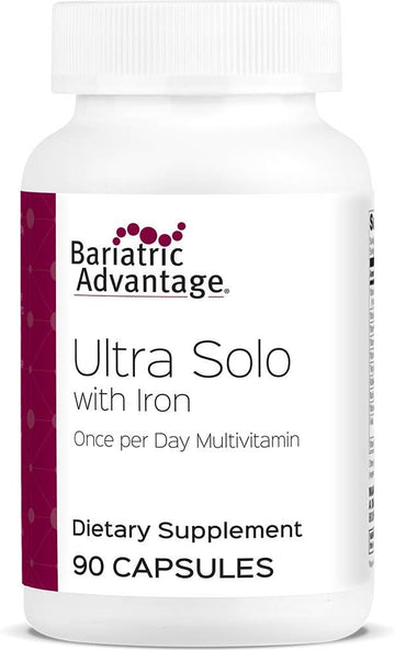 Bariatric Advantage Ultra Solo with Iron Daily Multivitamin for Gastric Bypass Surgery and Sleeve Gastrectomy Patients, Includes Vitamin B12, C, D, K, Thiamin and Copper - 90 Count