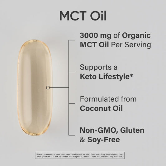 Sports Research Keto Mct Oil Capsules Derived From Coconut Oil | Keto Fuel For The Brain & Body | Derived From Non-Gmo Coconuts (120 Soft Gels)