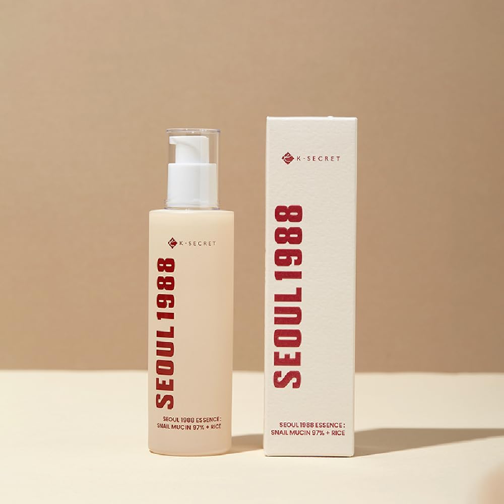 K-Secret Seoul 1988 Essence : Snail Mucin 97% + Rice, 100Ml/3.38Fl.Oz. | 97% Snail Secretion With Rice Ferment Filtrate And Rice Extract For Skin Hydration, Soothing | Korean Skincare |