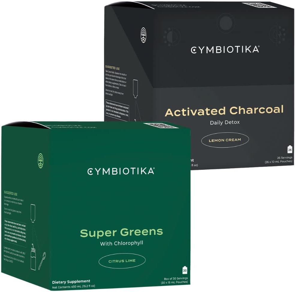 Cymbiotika Super Greens & Activated Charcoal Liquid Supplement, Digestive Gut Health, Support Gas And Bloating Detox, Energy And Immune Support