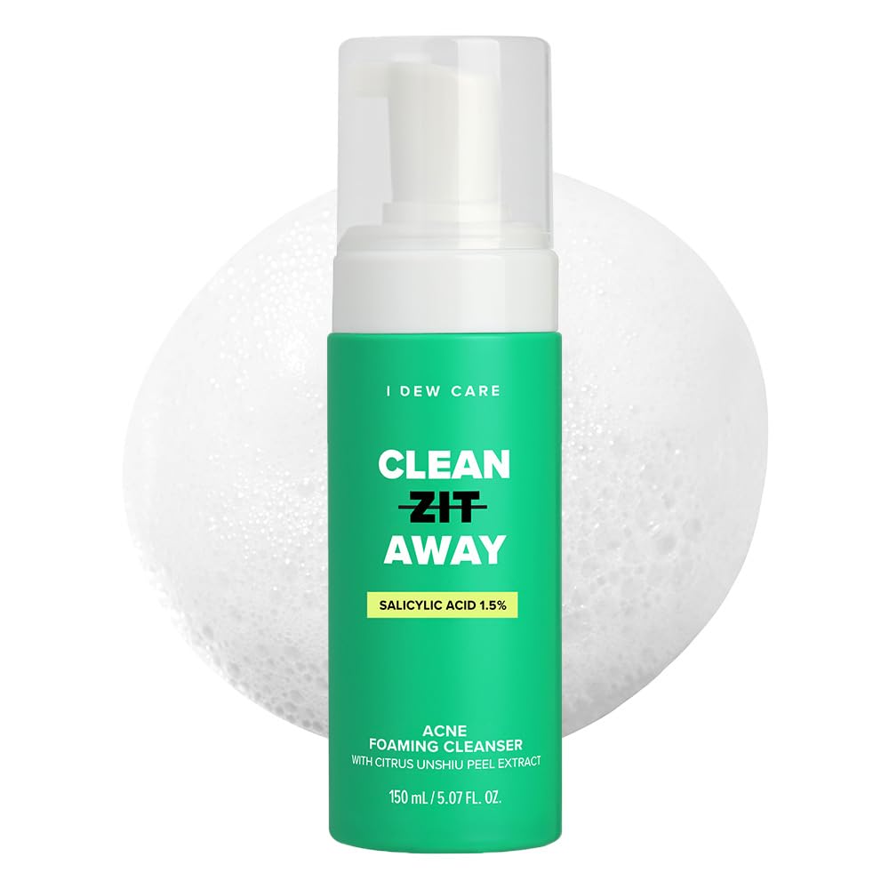 I Dew Care Acne Face Wash - Clean Zit Away | With 1.5% Salicylic Acid, Soothing Face Wash For Blemishes, Facial Foaming Cleanser For Sensitive Skin, Korean Acne Skin Care, 5.07 Fl Oz