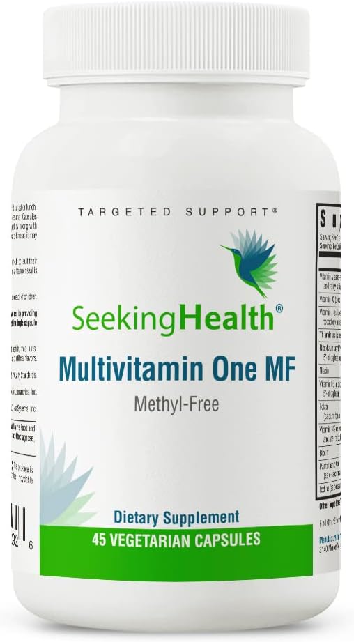 Seeking Health Multivitamin One Mf, 1 A Day Multivitamin Supplement For Adults, Methyl-Free Bioavailable B12 And Folinic Acid, Vitamin A, Pqq, Mthfr Support, Vegetarian Capsules (45 Capsules)