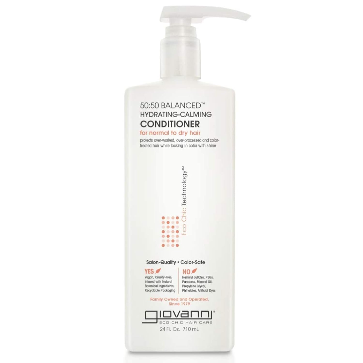 Giovanni Eco Chic 50:50 Balanced Hydrating Calming Conditioner - Leaves Hair Ph Balanced, Ideal For Over-Processed, Environmentally Stressed Hair, No Parabens, Color Safe, Sulfate Free - 24 Oz