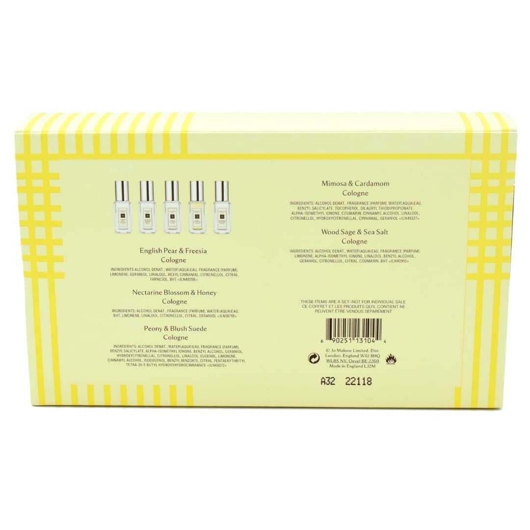Jo Malone Cologne Collection 5 Set - English Pear & Freesia, Nectarine Blossom & Honey, Peony & Blush Suede, Mimosa & Cardamon, Wood Sage & Sea Salt : Beauty & Personal Care