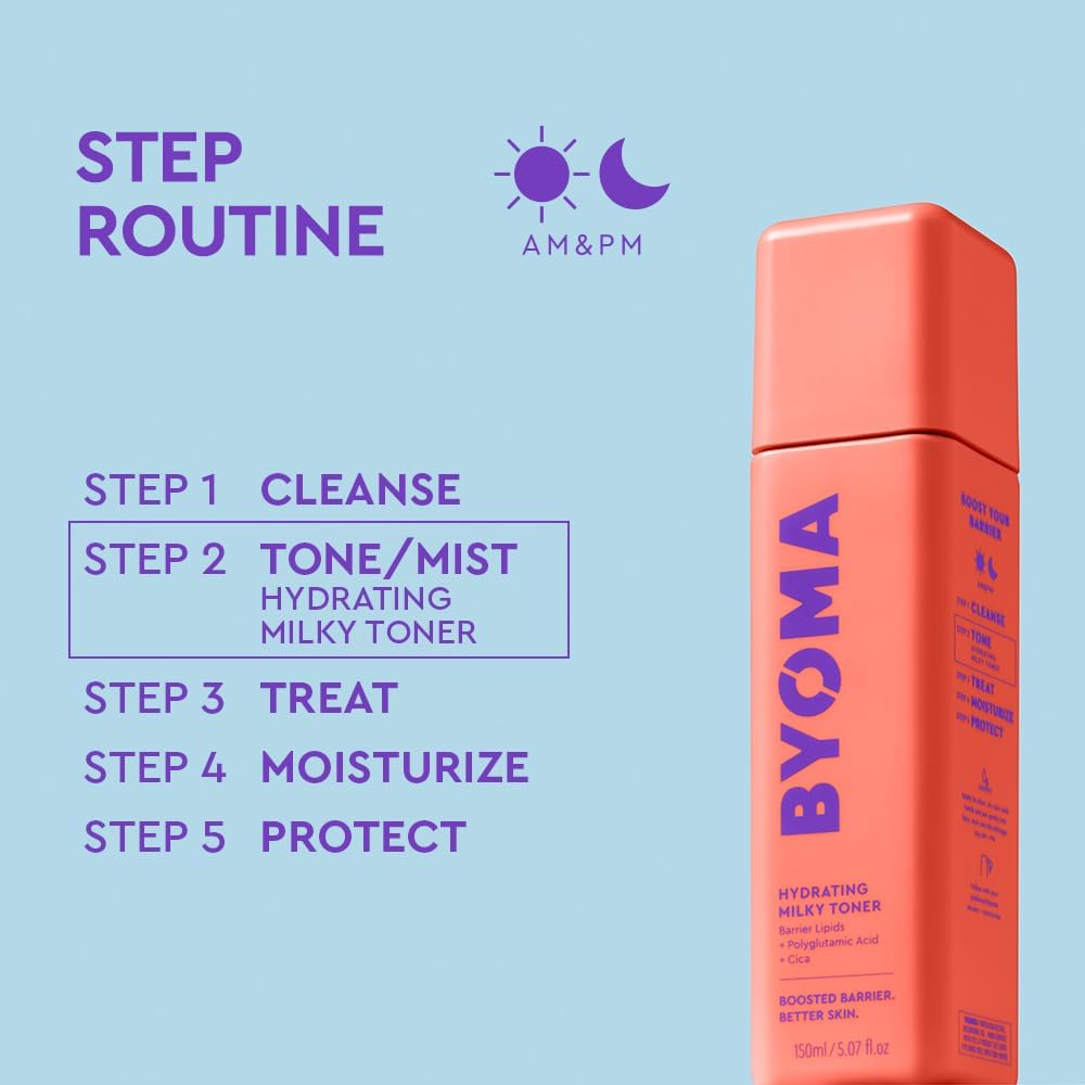 BYOMA Hydrating Milky Toner (150ml) for Dry Skin, Ultra Hydrating Toner for Face - Soothes Skin, Locks in Moisture, Reduces Redness - Barrier Repair, Vegan