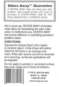 Wrap-On 71000 Odors Away Dropper Bottle 1/2 oz. - Original : Health & Household