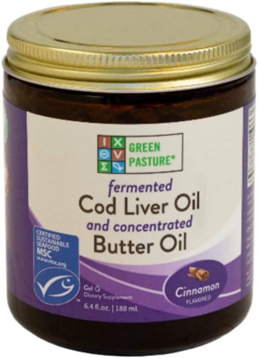 Green Pasture Butter Oil/Fermented Cod Liver Oil Blended Gel - 6.4 Oz.- Cinnamon