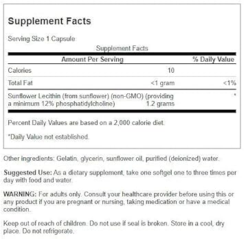 Swanson Sunflower Lecithin - Herbal Supplement Promoting Healthy Brain Function - Natural Formula Supporting Heart Health & Healthy Lipid Balance - (90 Softgels, 1200Mg Each) 3 Pack