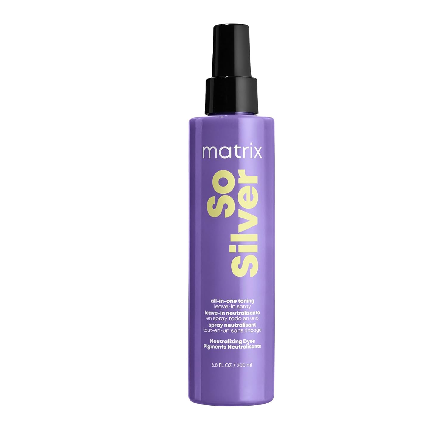 Matrix So Silver All-In-One Leave-In Toning Spray | Neutralizes Yellow, Brassy Tones | Nourishes Hair And Controls Frizz| For Color Treated Hair | 6.8 Fl. Oz