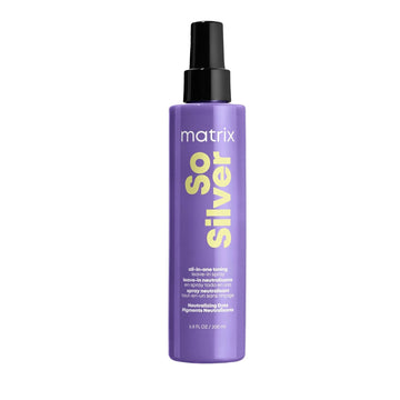 Matrix So Silver All-In-One Leave-In Toning Spray | Neutralizes Yellow, Brassy Tones | Nourishes Hair And Controls Frizz| For Color Treated Hair | 6.8 Fl. Oz