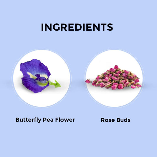 Blue Tea - Butterfly Pea Flower Tea - Rose Buds - 30 Count - Plant Based Tea Bags | Super Anti-Oxidant | Caffeine Free - Non-Bitter - Flower Based - Natural Ingredients - Vegan - Gluten Free - Non-Gmo | Tin Packaging