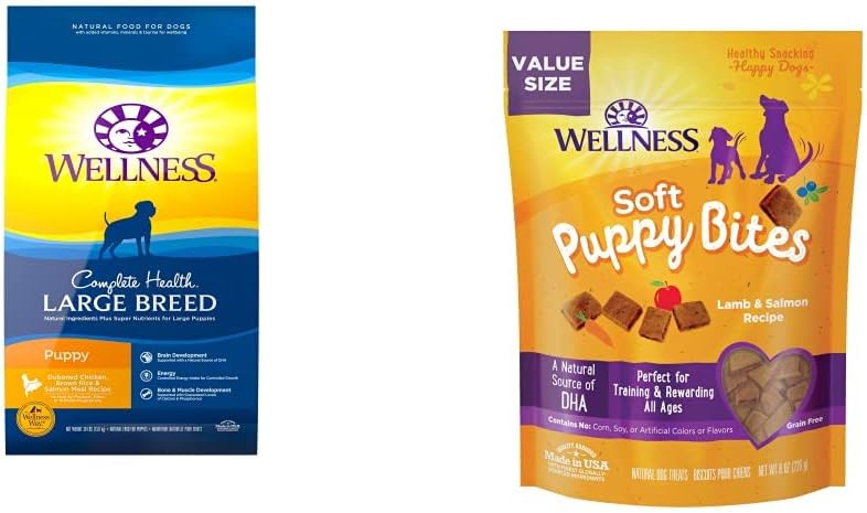 Wellness Complete Health Large Breed Puppy Recipe, 30 lbs Soft Puppy Bites, Lamb and Salmon, 8 oz Bag : Pet Supplies