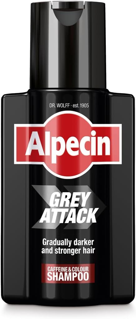 Alpecin Grey Attack Caffeine & Colour Shampoo For Men 2X 200Ml | Gradually Darker And Stronger Hair | Controlled & Natural Looking Colour Effect For Less Greys | Against Thinning Hair