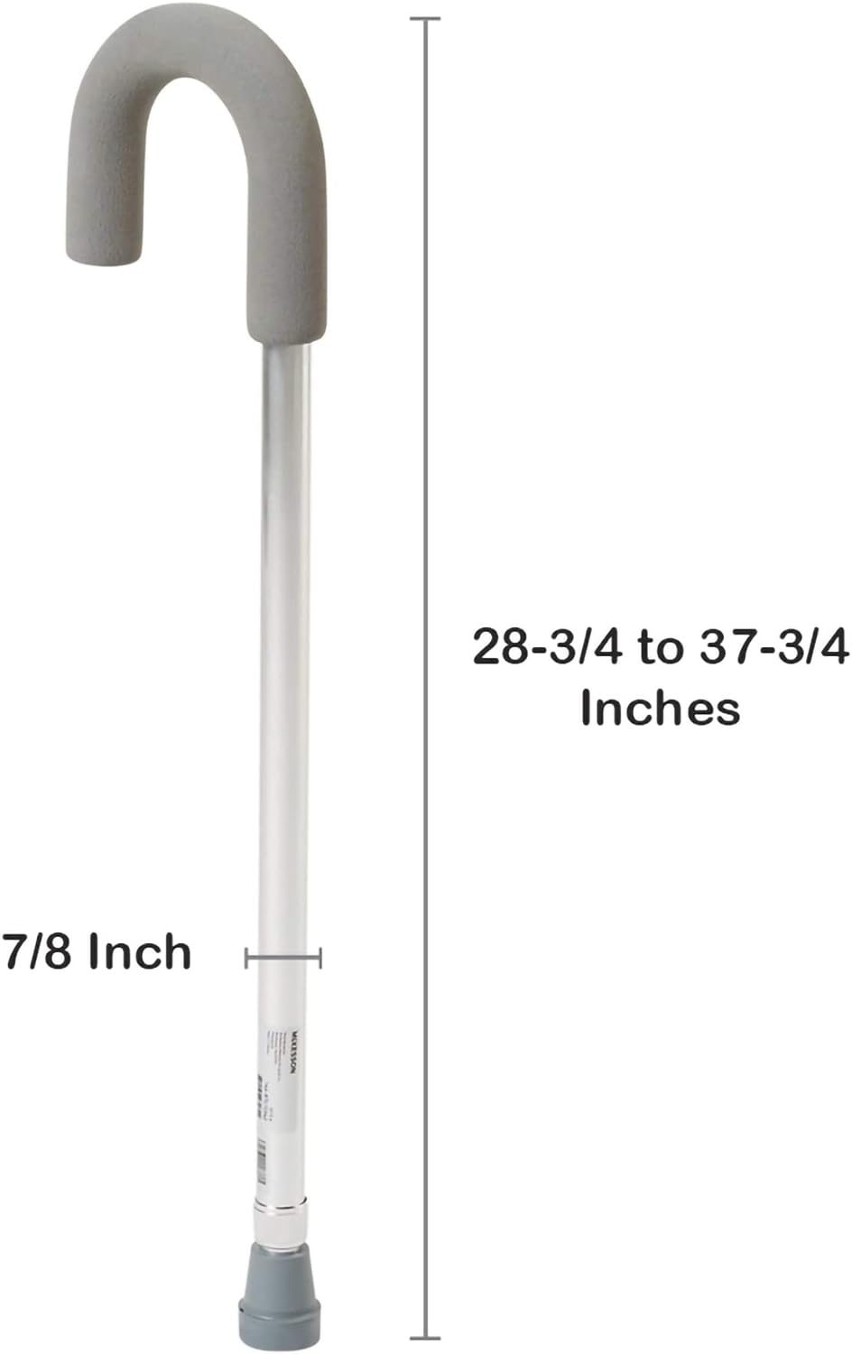 McKesson Walking Cane with Foam Round Handle, Aluminum, Adjustable Height 28 3/4 in to 37 3/4 in, 1 Count : Health & Household