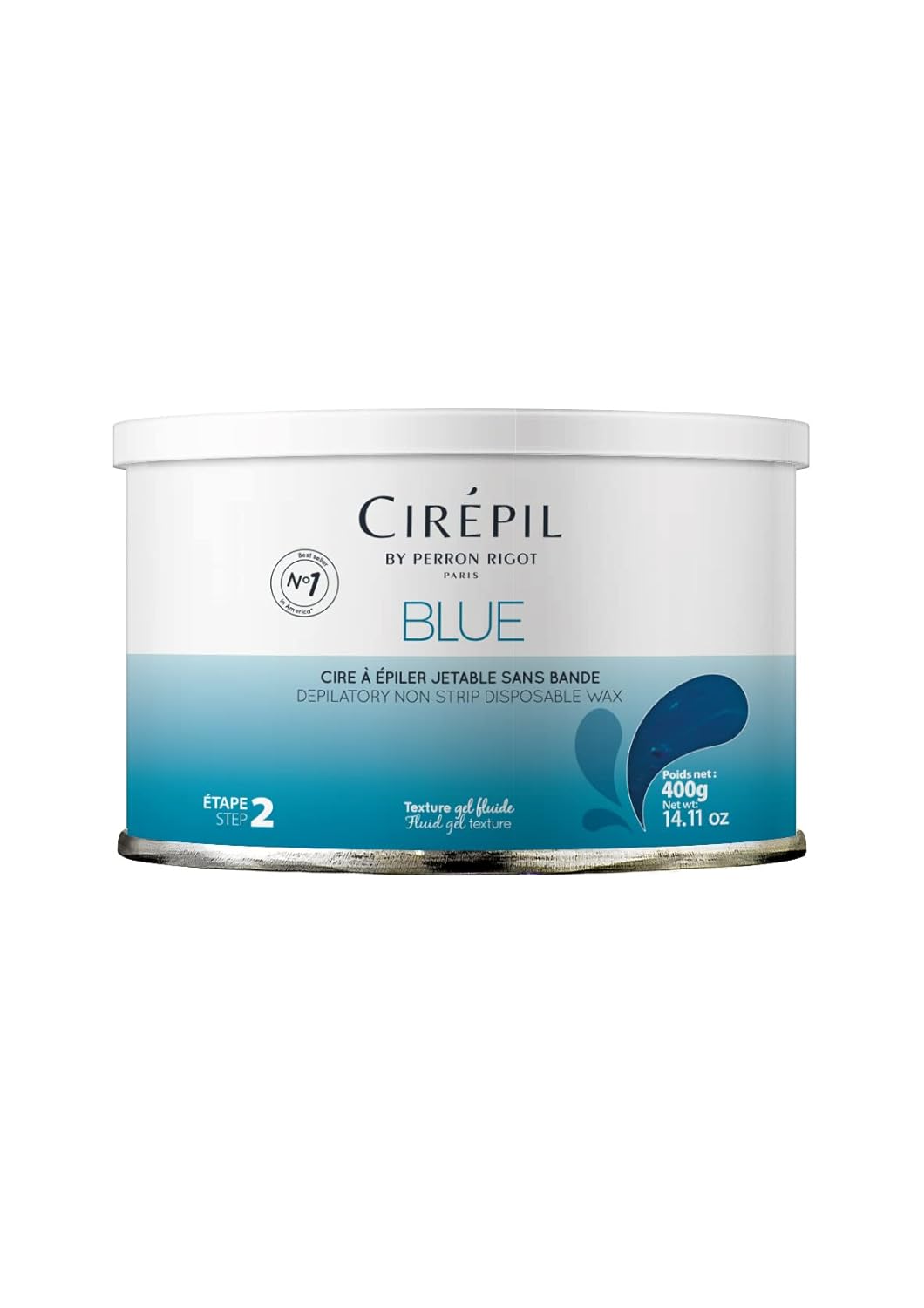 Cirepil - Blue - 400G / 14.11 Oz Wax Tin - All-Purpose & Unscented - Perfect For Sensitive Skin - Disposable Blue Wax Refill Bag - Fluid Gel Texture, Easy Removal, Peel-Off Wax - No Strip Needed