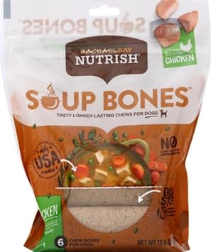Rachael Ray Nutrish Soup Bones Dog Treats, Chicken & Veggies Flavor, 6 Bones