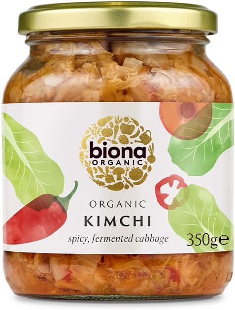 Biona Organic Kimchi 350 G, Pack Of 6 - Fresh, Naturally Fermented Organic Vegetables - Napa And White Cabbage - With Spicy Chilli - Naturally Vegan - No Additives