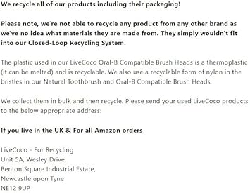 LiveCoco Recyclable Brush Heads - Soft Bristles - 100% Recyclable, Long Lasting Bristles : Amazon.co.uk: Health & Personal Care