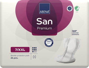 ABENA San Premium XXL Mens & Womens Incontinence Pads, Breathable & Comfortable, Fast Absorption, Discreet & Effective Shaped Incontinence Pads for Men/Women - Air Plus, 7, XL2, 26PK