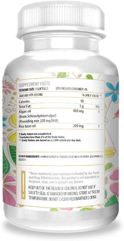 Actif Vegan Omega-3, High Strength Algae Oil Formula, 100% Natural, Organic DHA, EPA, Omega-3 - Non-GMO, 90 count : Health & Household