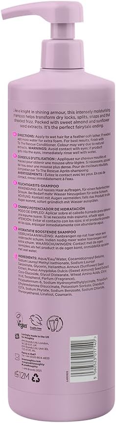 Noughty 97% Natural To The Rescue Moisture Boost Shampoo Sulphate Free Vegan Haircare Hydrating Formula For Frizzy & Damaged Hair With Sweet Almond And Sunflower Seed 1L