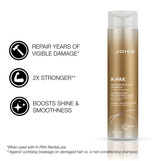 Joico K-Pak Daily Reconstructing Shampoo | For Damaged Hair | Repair Damage & Prevent Breakage | Double Hair Strength | Boost Shine | With Keratin & Guajava Fruit Extract