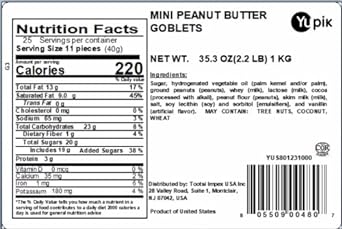 Yupik Mini Peanut Butter & Chocolate Goblets, 2.2 lb, Classic Milk Chocolate, Pack of 1