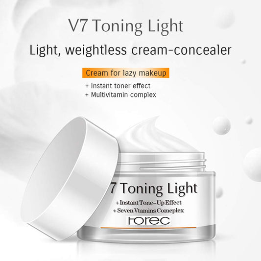 Bioaqua V7 Toning Light Cream For Lazy Makeup Multivitamin Complex Oat Hyaluronic Acid Concealer Moisturizing 50G