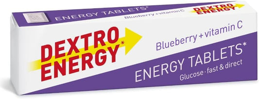 Dextro Energy Blueberry Tablets Fast Acting Carbohydrates For A Quick Burst Of Glucose With Vitamin C For Reduction Of Tiredness And Fatigue Vegan 47G (Pack Of 24)