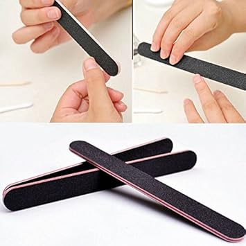 Karlash 10 Pcs Professional Double Sided Nail Files Emery Board Grit Black Gel Cosmetic Manicure Pedicure