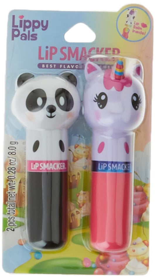 Lip Smacker Lippy Pals Unicorn & Panda, Flavored Moisturizing & Smoothing Soft Shine Lip Balm, Hydrating & Protecting Fun Tasty Flavors, Cruelty-Free & Vegan - Unicorn Magic & Cuddly Cream Puff