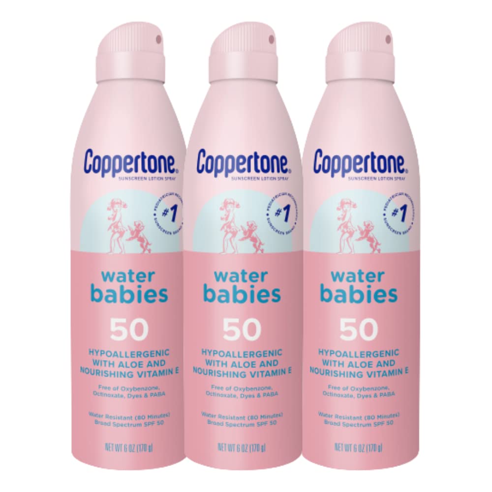 Coppertone Water Babies Sunscreen Lotion Spray Spf 50, Pediatrician Recommended Baby Sunscreen Spray, Water Resistant Sunscreen For Babies, Bulk Sunscreen, 6 Oz, Pack Of 3