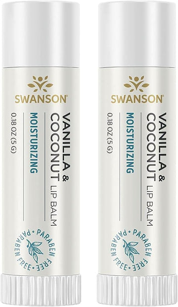 Swanson Vanilla And Coconut Lip Balm 0.18 Ounce (5 G) Balm (2 Pack)