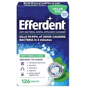 Efferdent Plus Mint Anti-Bacterial Denture Cleanser Tablets, 126 ct. (Pack of 2)