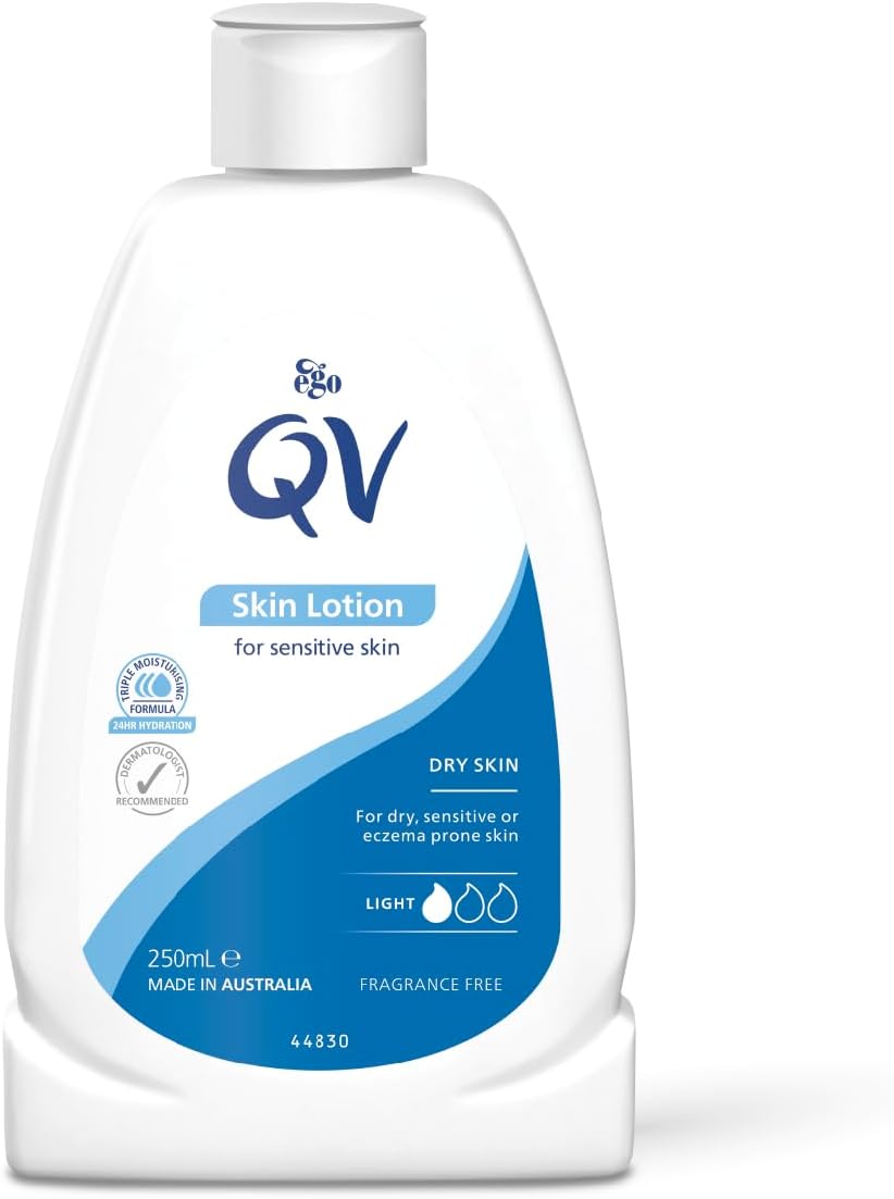 Qv Lotion (250Ml) Lightweight Hydrating Moisturiser For Dry, Sensitive Skin, Emollient Body Lotion, Fragrance Free, Noncomedogenic Body Cream, Soothing Skin Care For Eczema, Psoriasis, Dermatitis