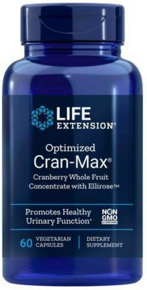 Life Extension Optimized Cran-Max Cranberry Whole Fruit Concentrate with Ellirose, 250MG, 60 Veg Capsules (Pack of 3)